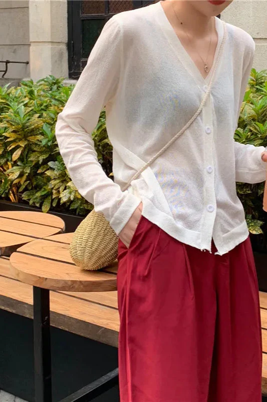 V-Neck Lightweight Knit Cardigan - Image 11
