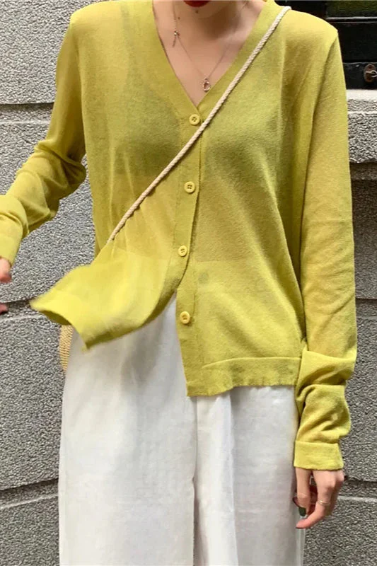 V-Neck Lightweight Knit Cardigan - Image 19