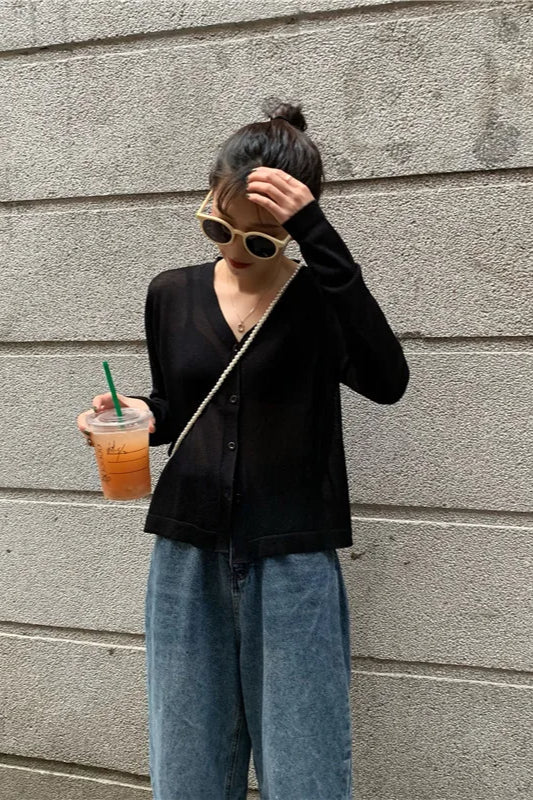 V-Neck Lightweight Knit Cardigan - Image 24