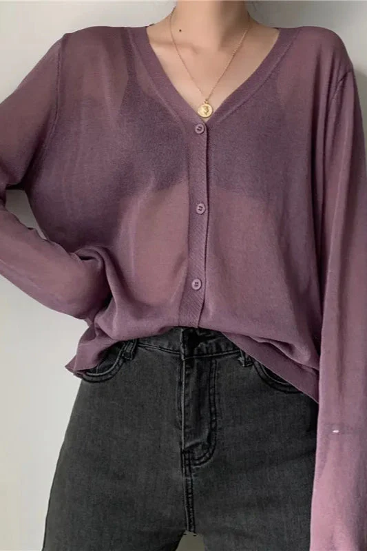 V-Neck Lightweight Knit Cardigan - Image 27