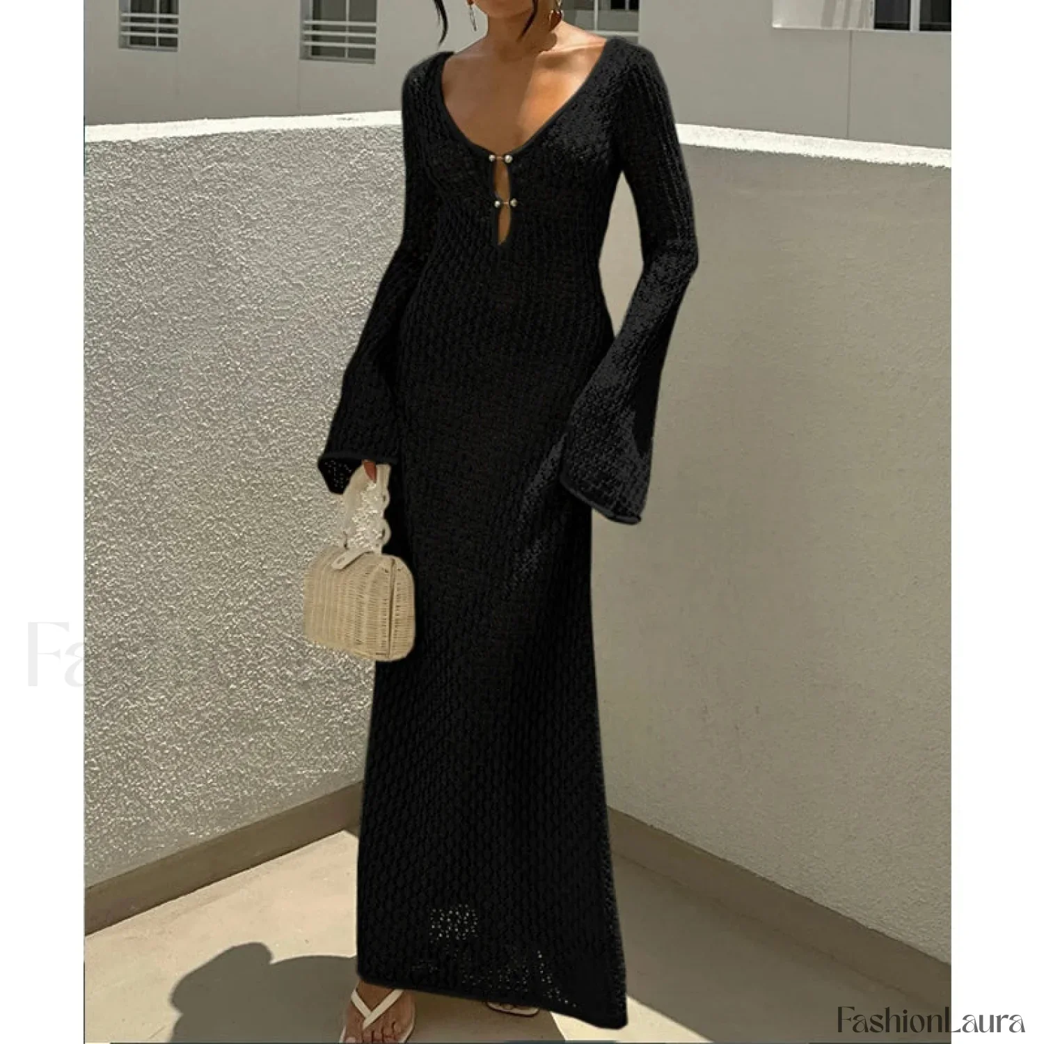 V-Neck Long Sleeve Backless Cover Up - Image 20