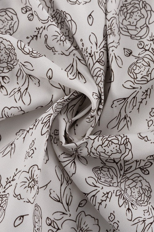 V Neck Long Sleeve High Waist A Line Floral Dress - Image 9