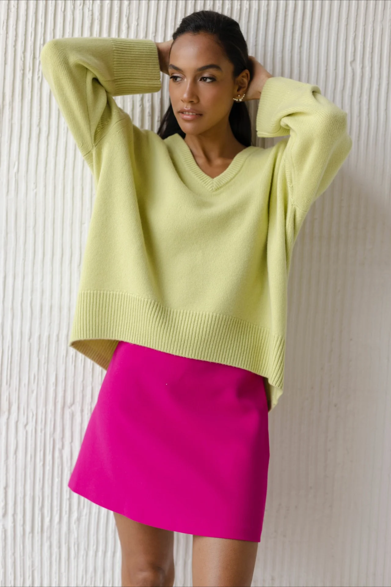 V Neck Long Sleeve Relaxed Sweater - Image 2