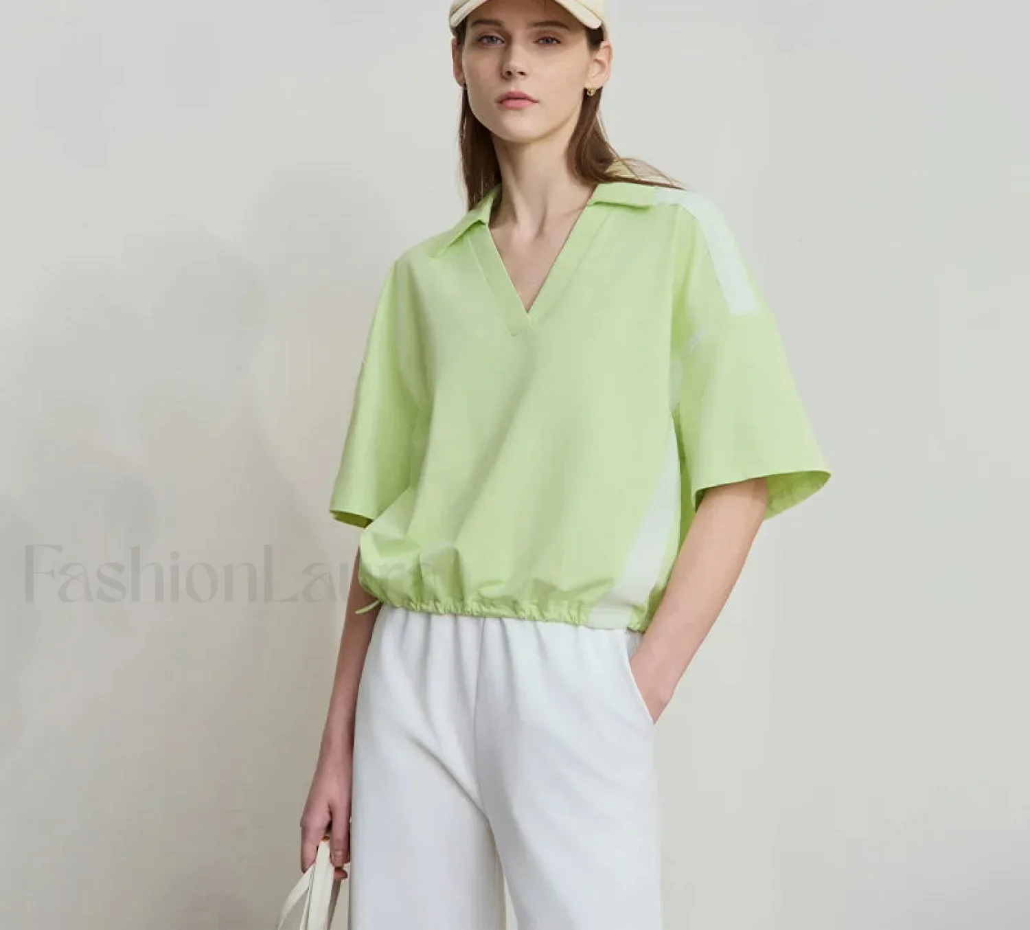 V-Neck Loose Short Sleeve Cotton T-Shirt - Image 2