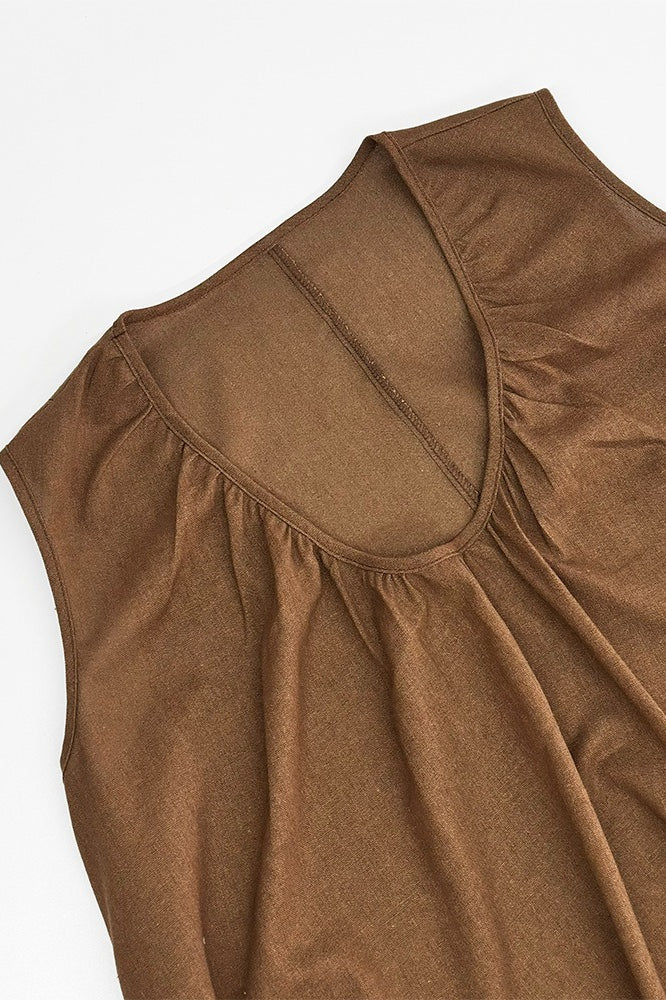 V-Neck Pleated Tank Loose Boho Dress - Image 10