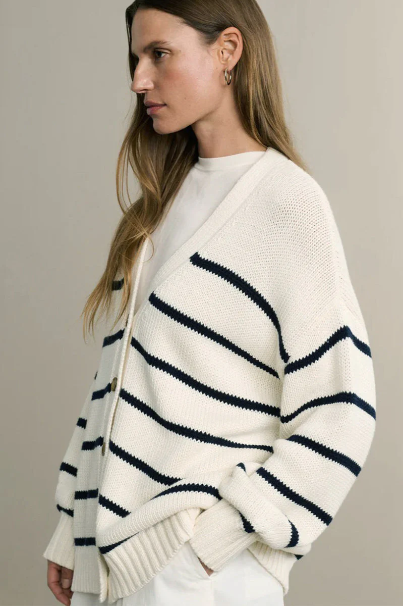 V-Neck Striped Cotton Sweater - Image 31