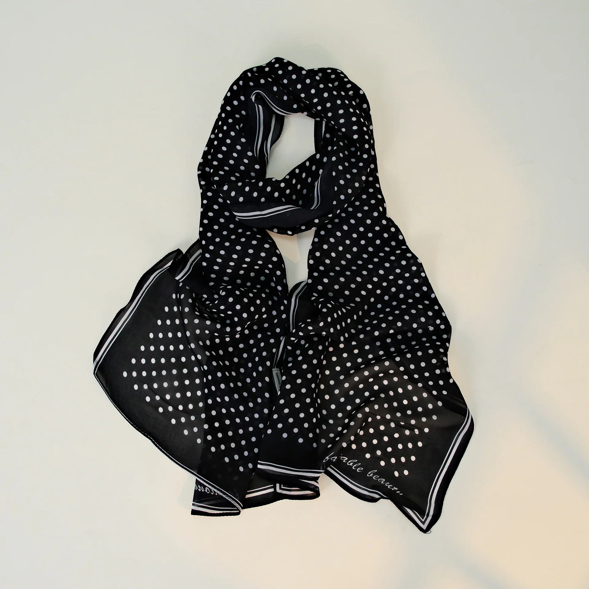 Velvet Chiffon Polka Dot Lightweight Scarf - Image 2