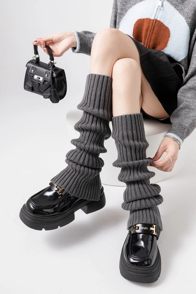 Vertical Stripe Chunky Slouch Split Hem Leg Warmers - Image 5