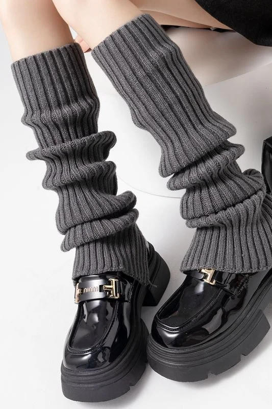 Vertical Stripe Chunky Slouch Split Hem Leg Warmers - Image 6