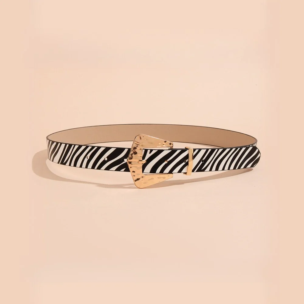 Vintage Animal Print Square Buckle Belt