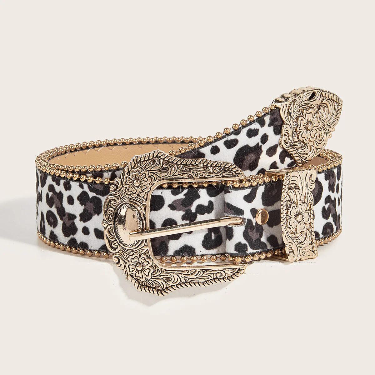 Vintage Animal Print Statement Buckle Belt - Image 2