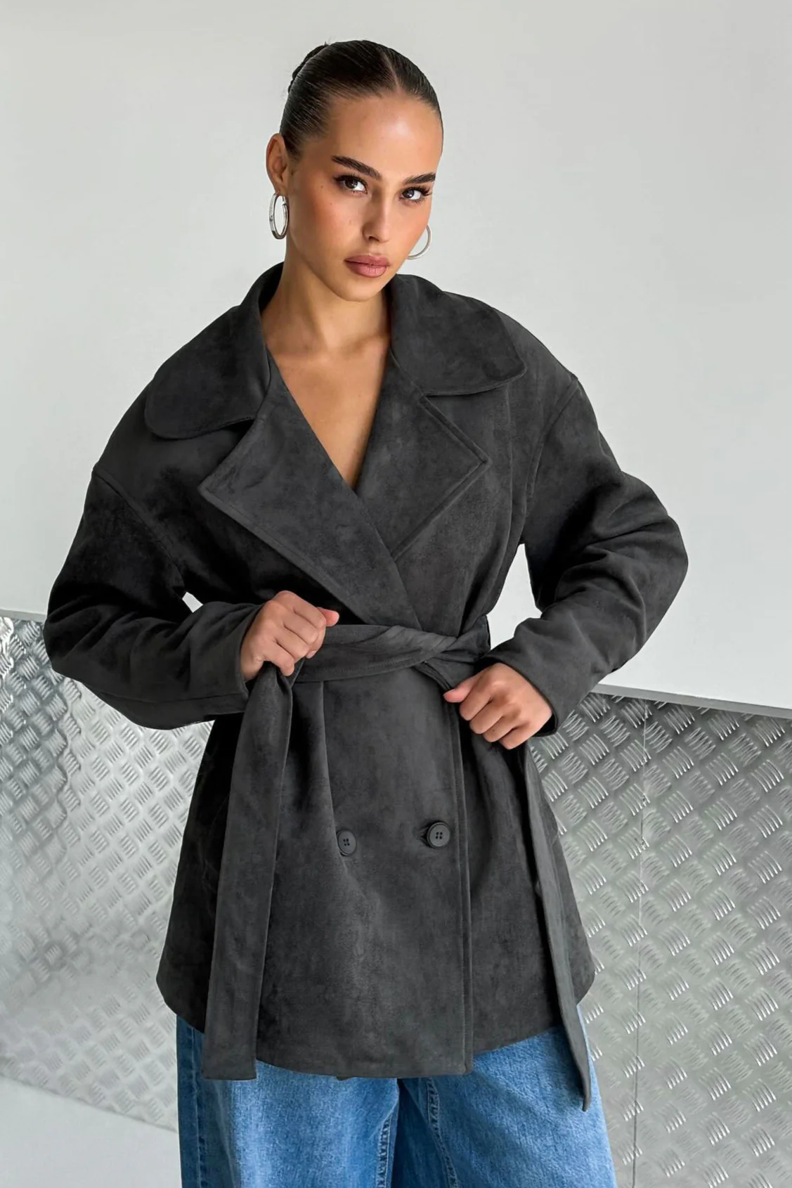 Vintage Brown Suede Tie Waist Overcoat - Image 6