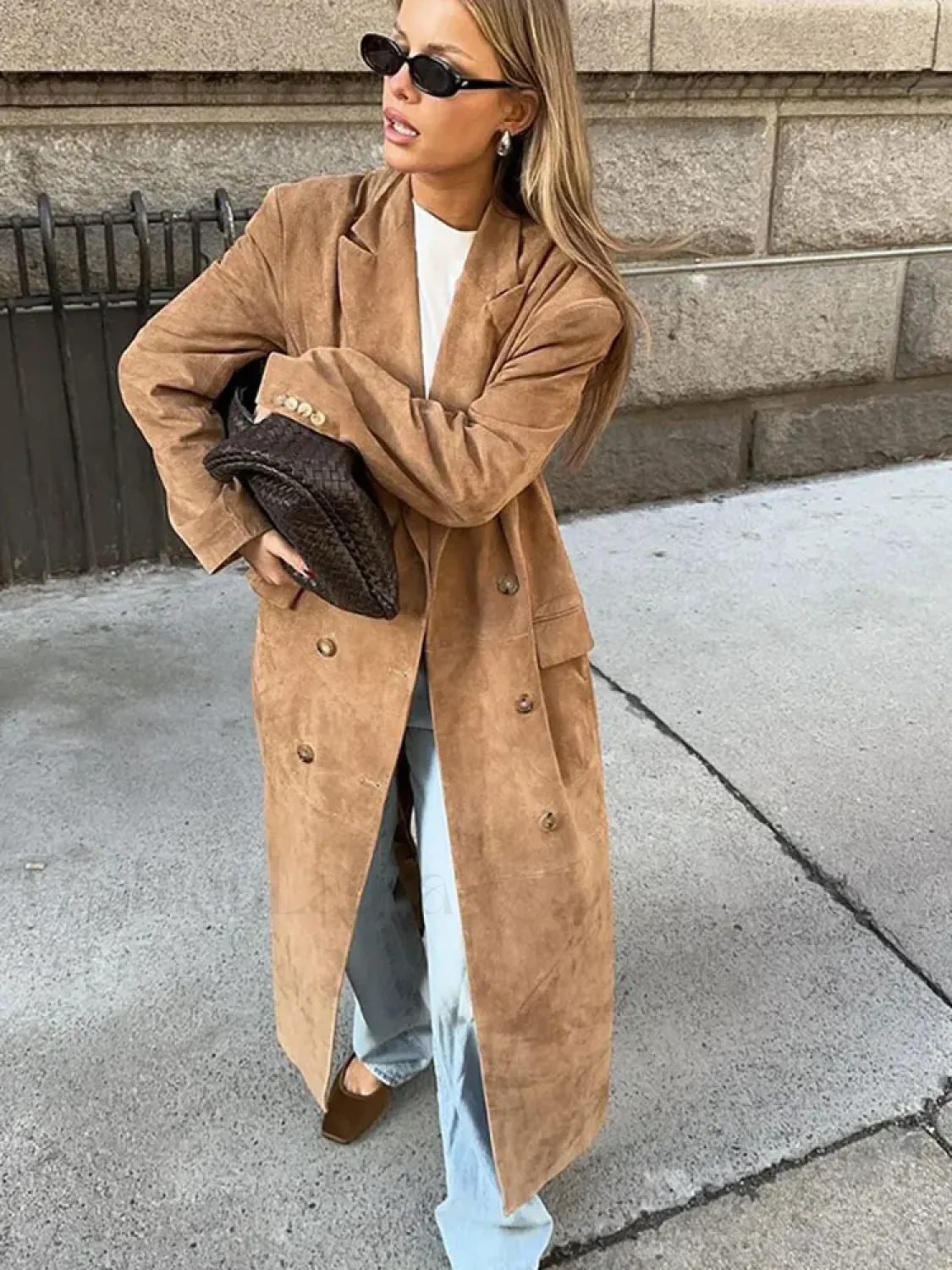 Vintage Brown Women's Lapel Long Overcoats - Image 6