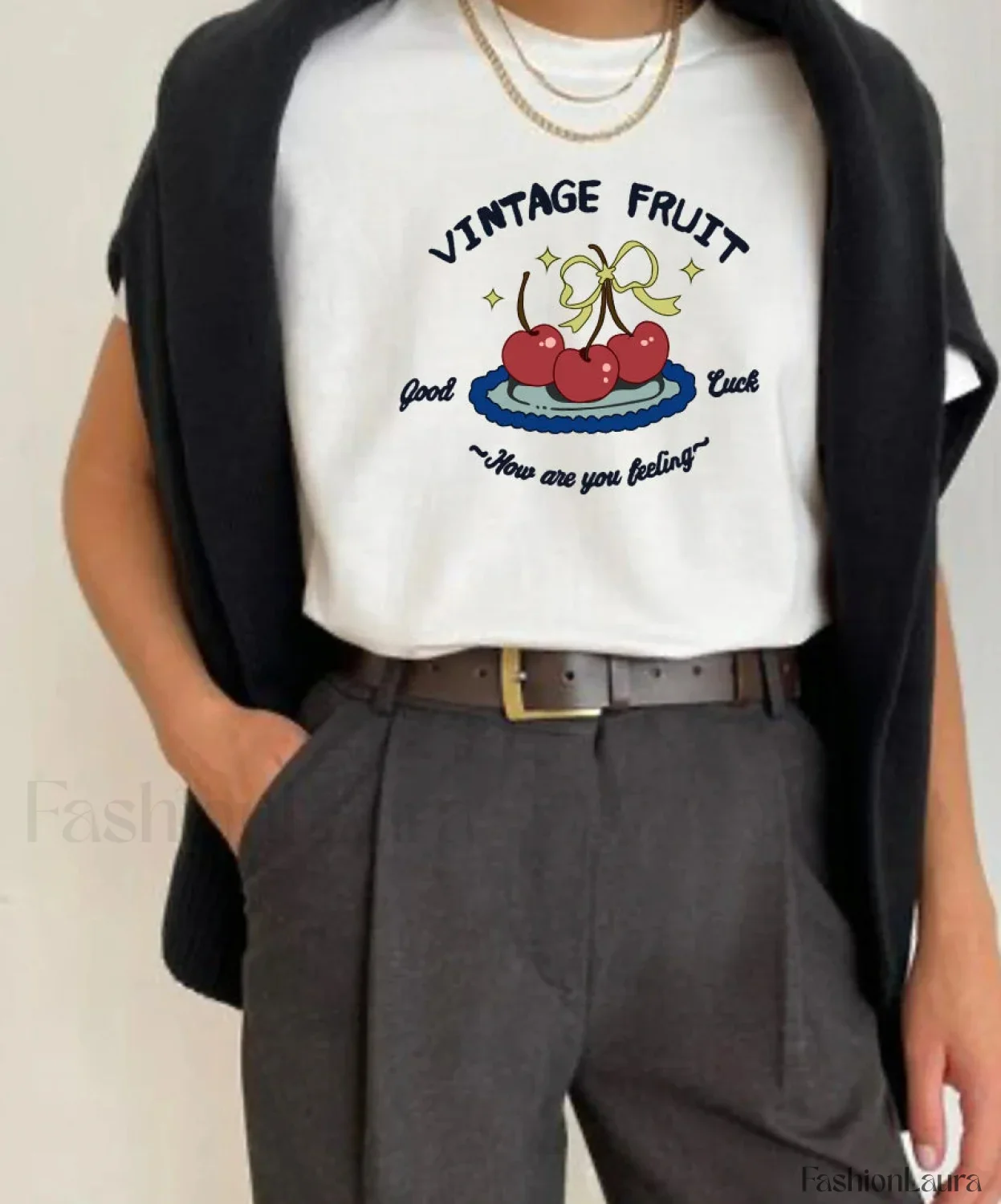Vintage Chic Letter Printed T-Shirt - Image 15