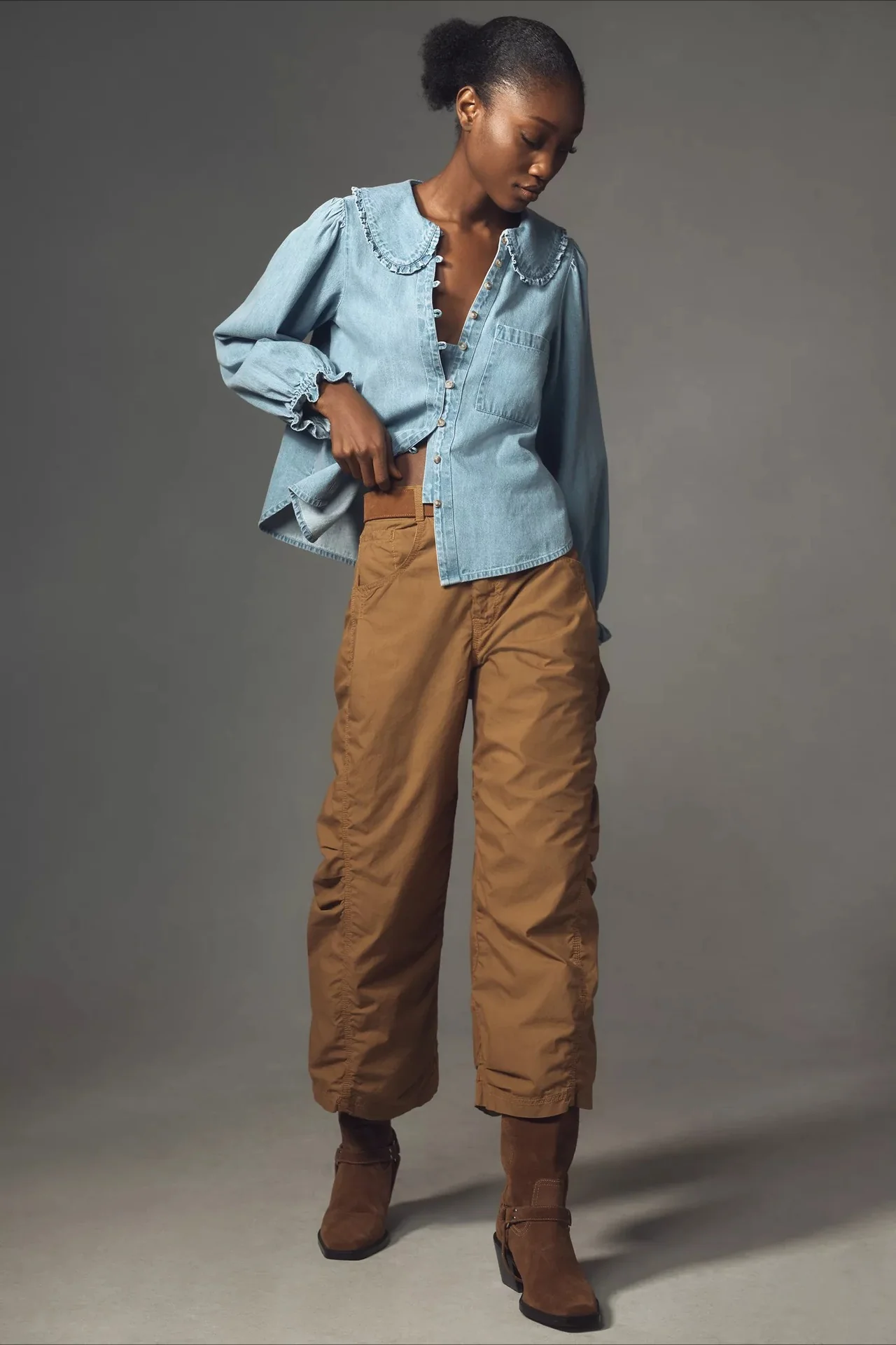 Vintage Denim Long Sleeve Blouse - Image 6