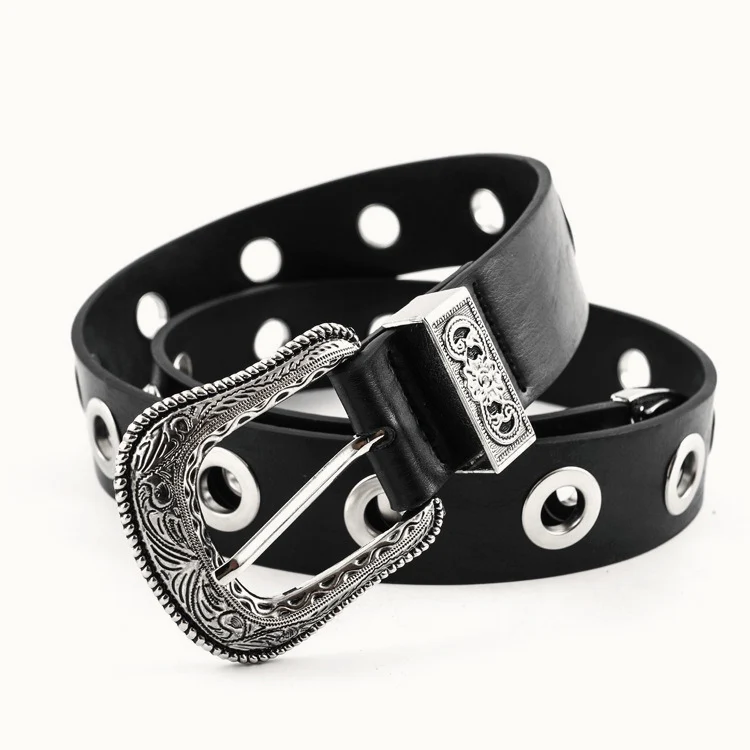Vintage Engraved Buckle Wide Belt - Image 4