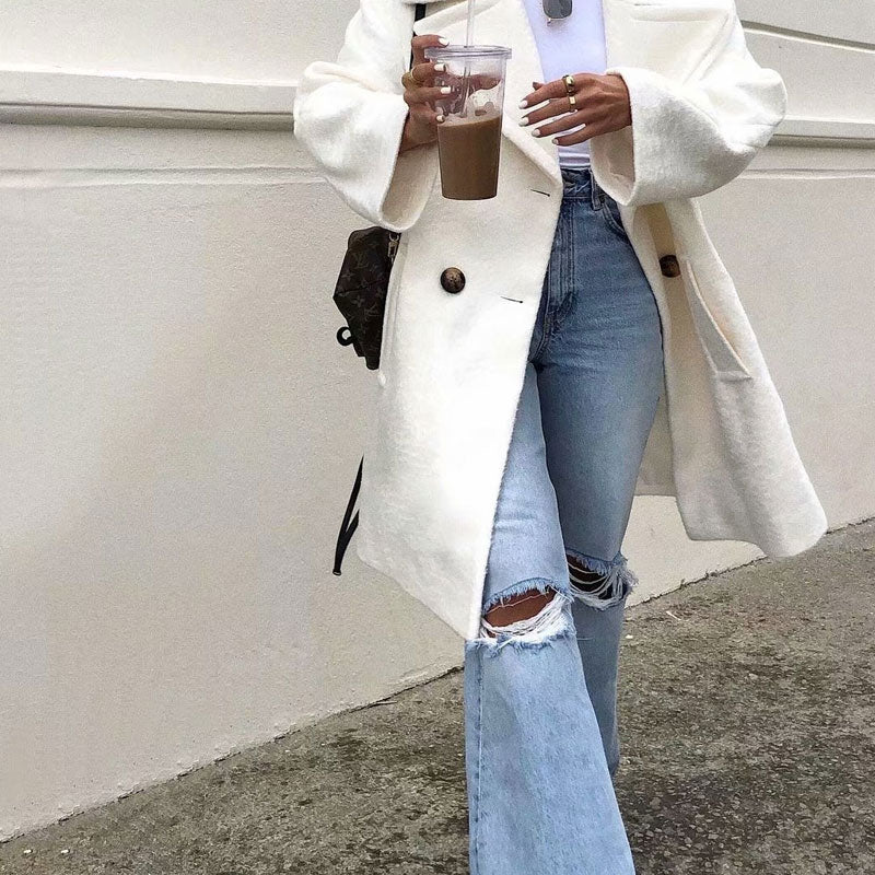 Vintage High Waist Cut Out Frayed Straight Leg Jeans - Light Blue - Image 9