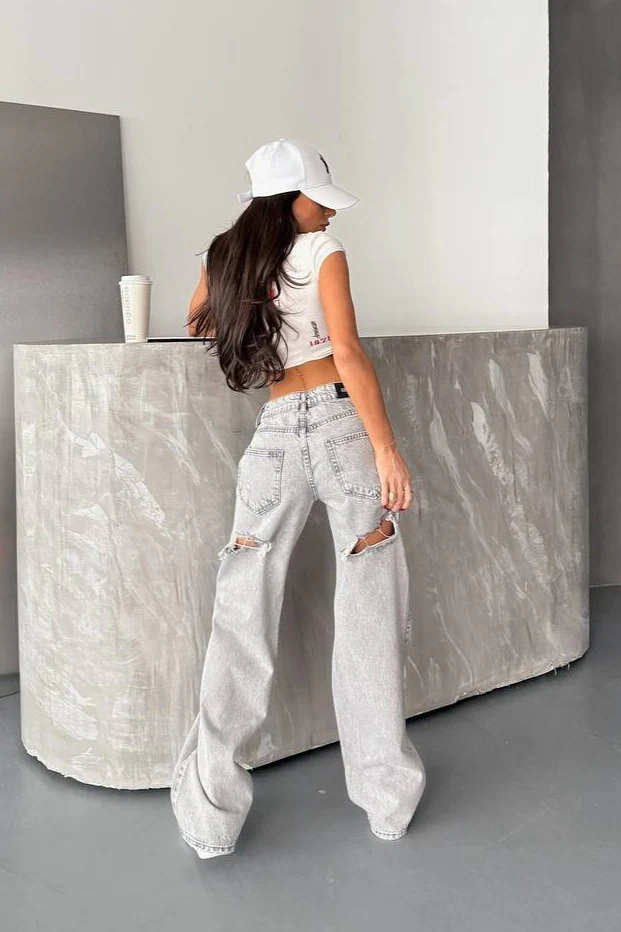 Vintage High Waist Washed Ripped Back Jeans - Image 4