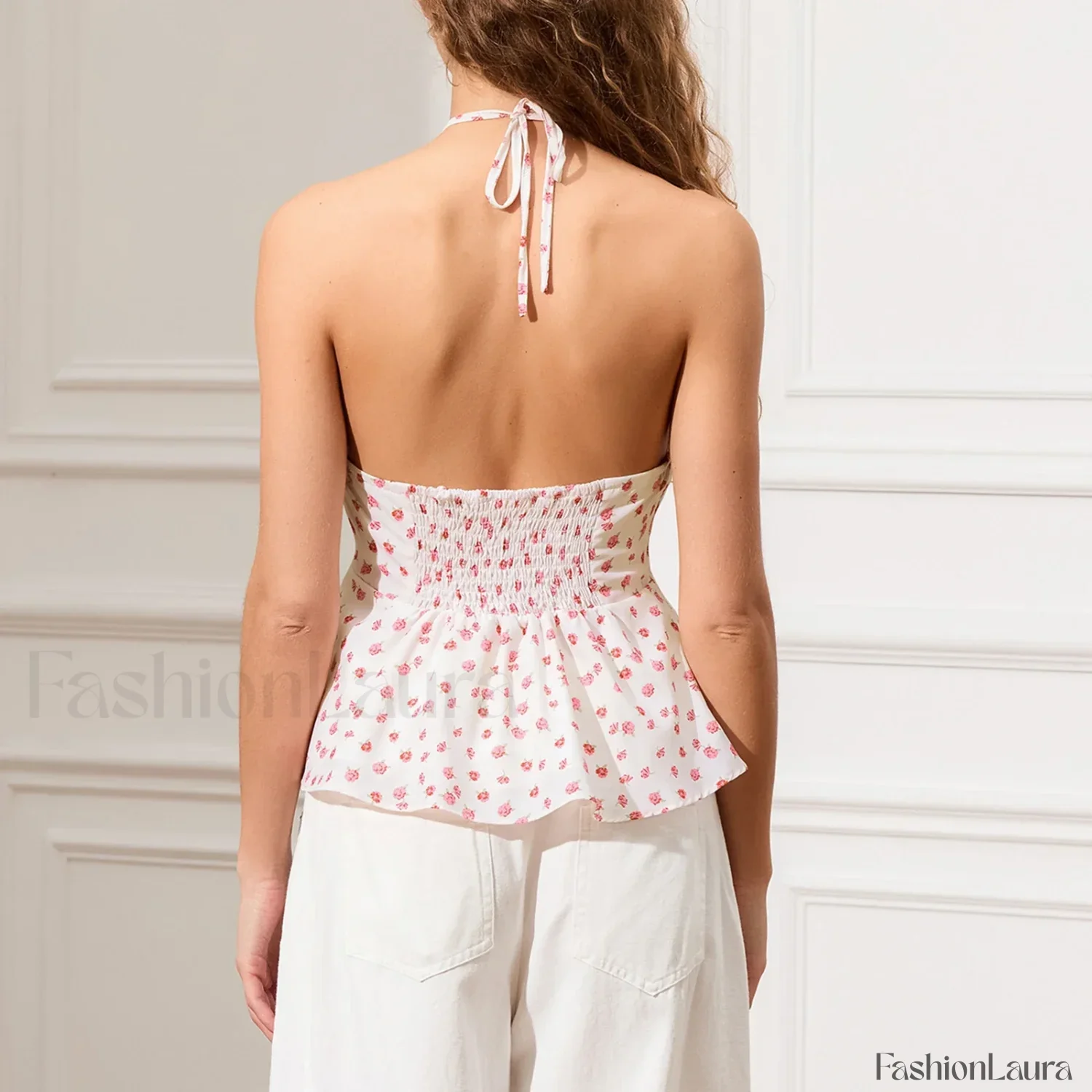 Vintage Keyhole Halter Crop Top - Image 14