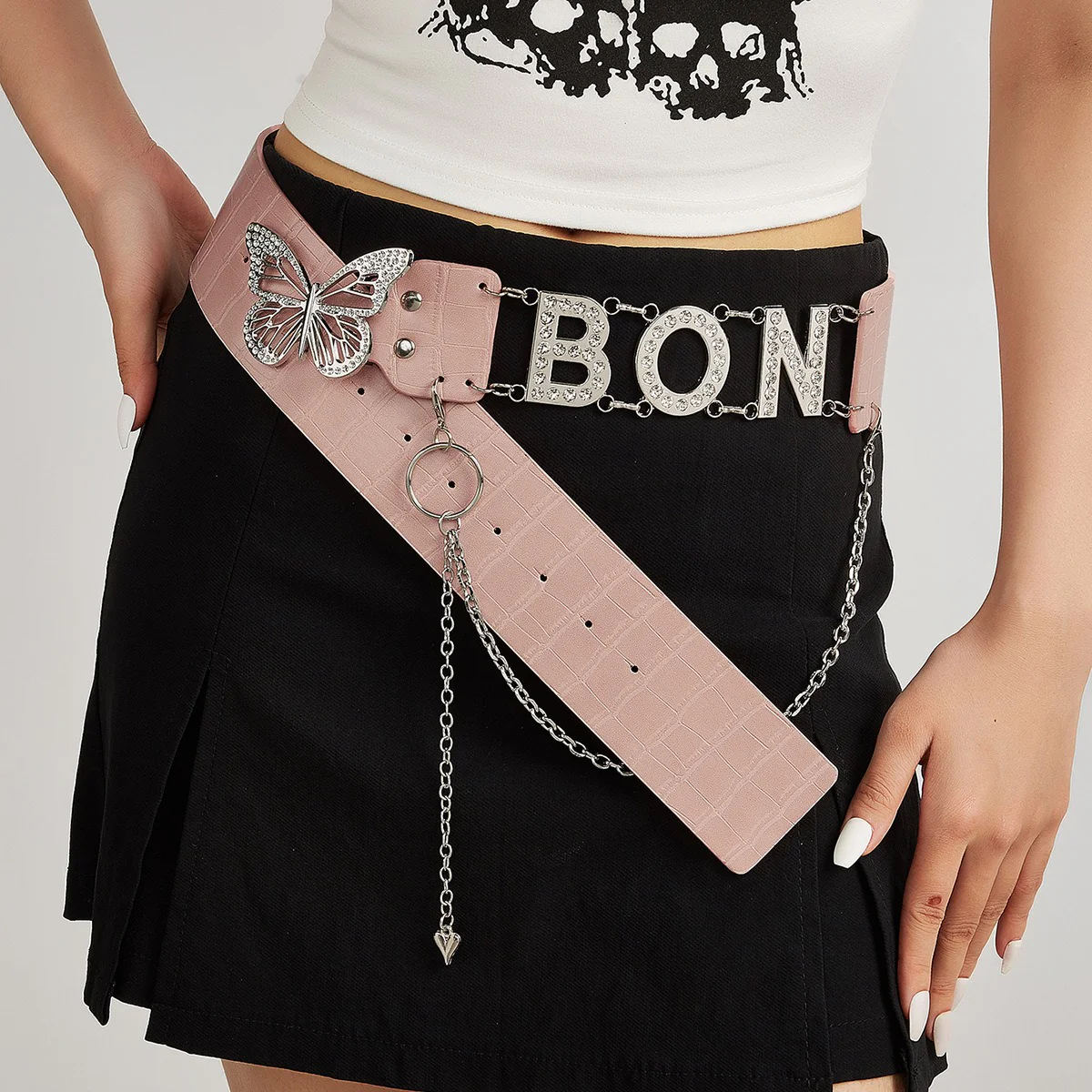 Vintage Leather Butterfly Buckle Belt - Image 3