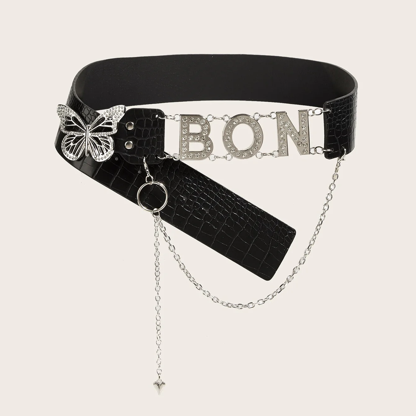 Vintage Leather Butterfly Buckle Belt - Image 9
