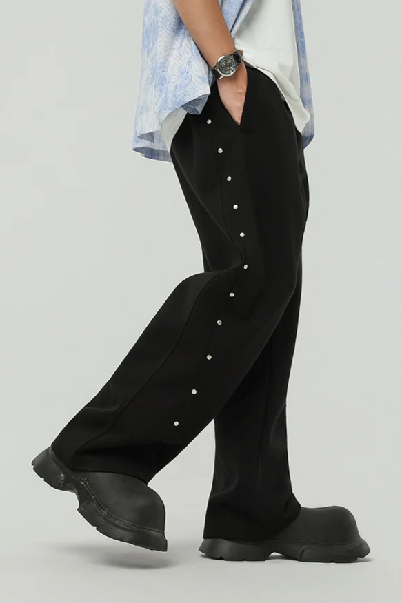 Vintage Rivet Drawstring Casual Sweat Pants - Image 3