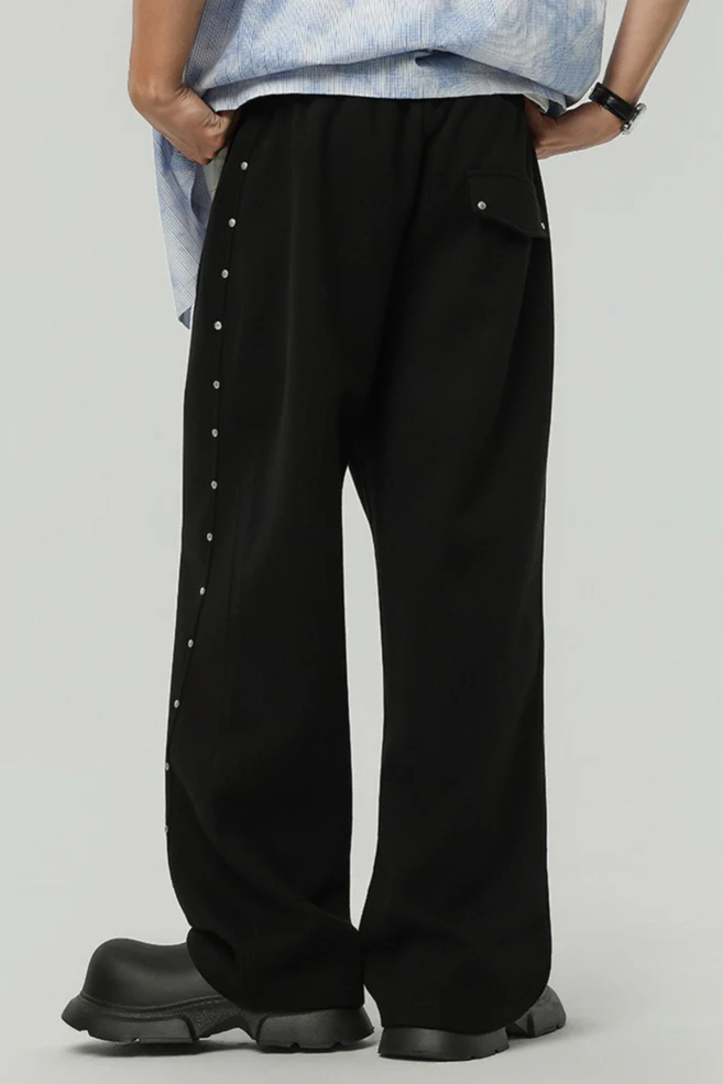 Vintage Rivet Drawstring Casual Sweat Pants - Image 4