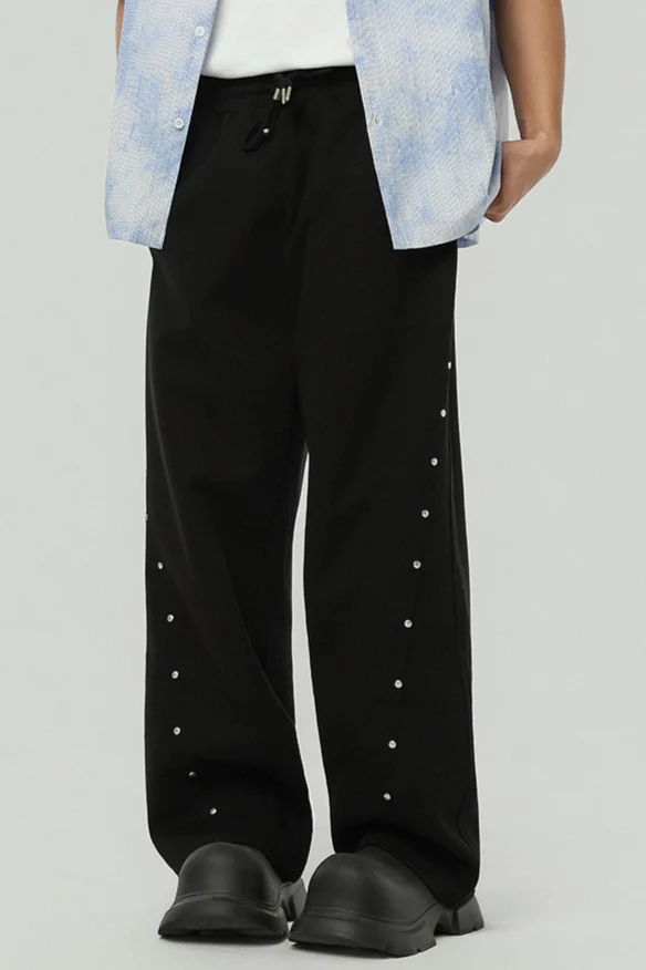 Vintage Rivet Drawstring Casual Sweat Pants - Image 5