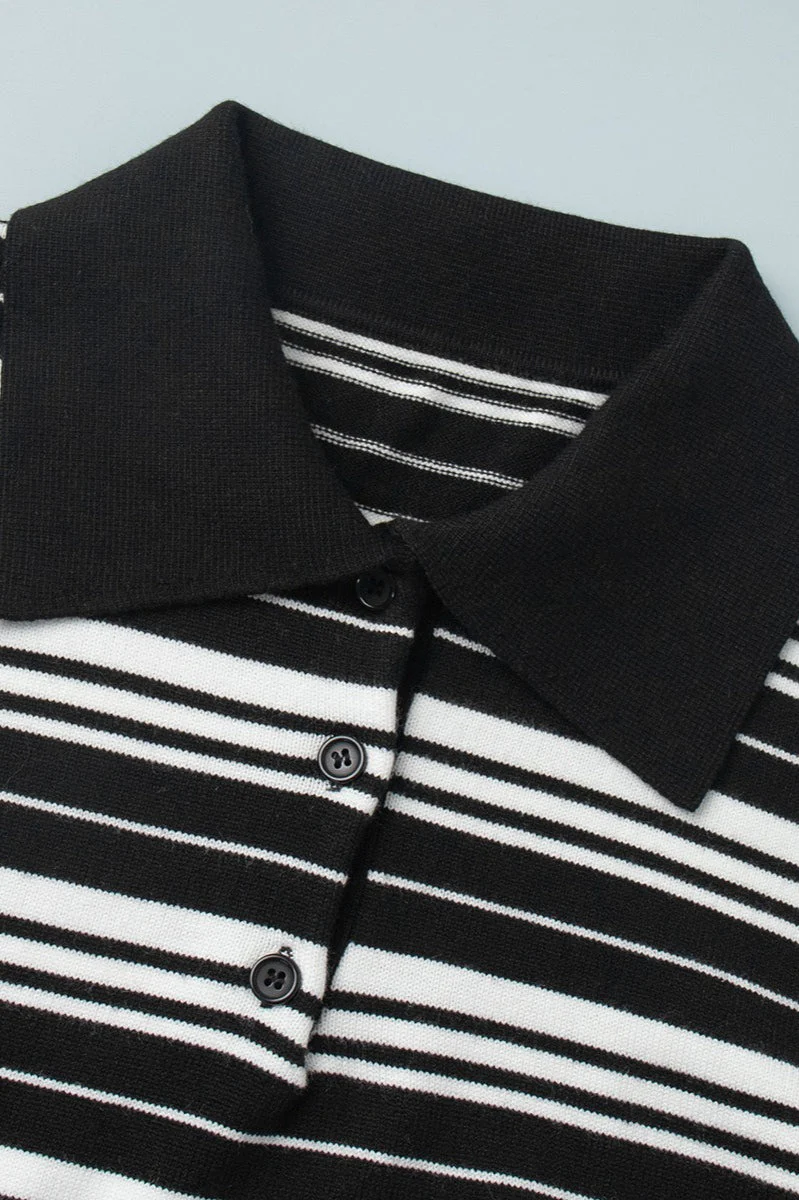 Vintage Striped Knit Polo Sweater - Image 13