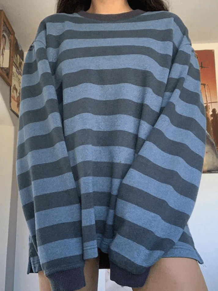 Vintage Striped Pullover Sweatshirt - Image 15
