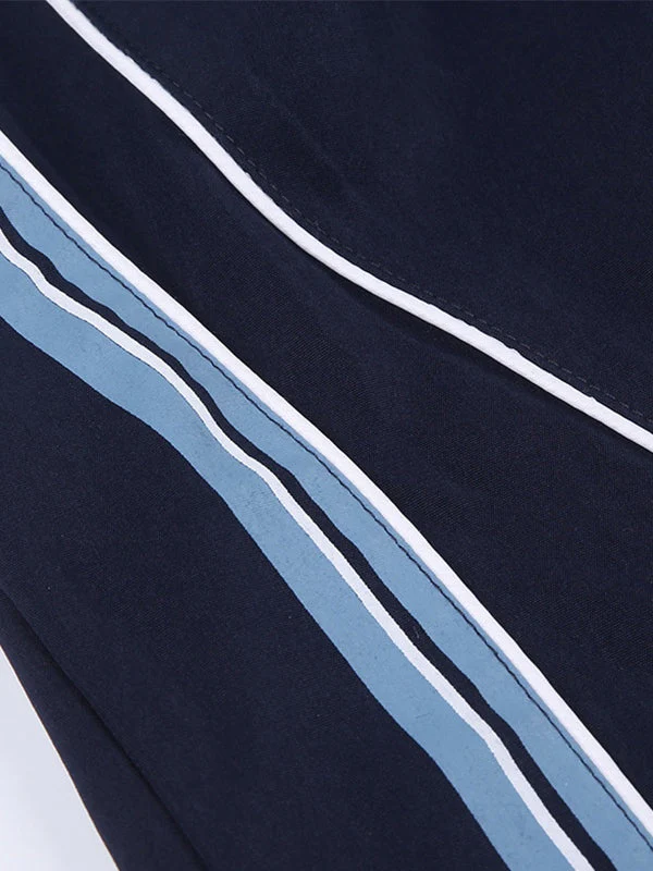 Vintage Striped Piping Baggy Sweatpants - Image 14