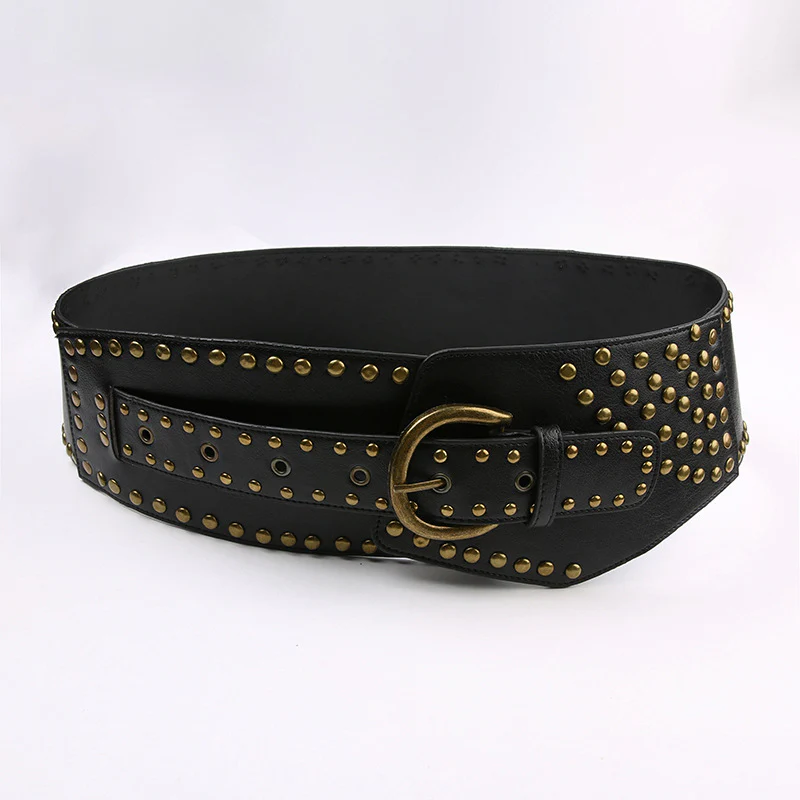 Vintage Studded Grommet Oversized Waist Belt - Image 4