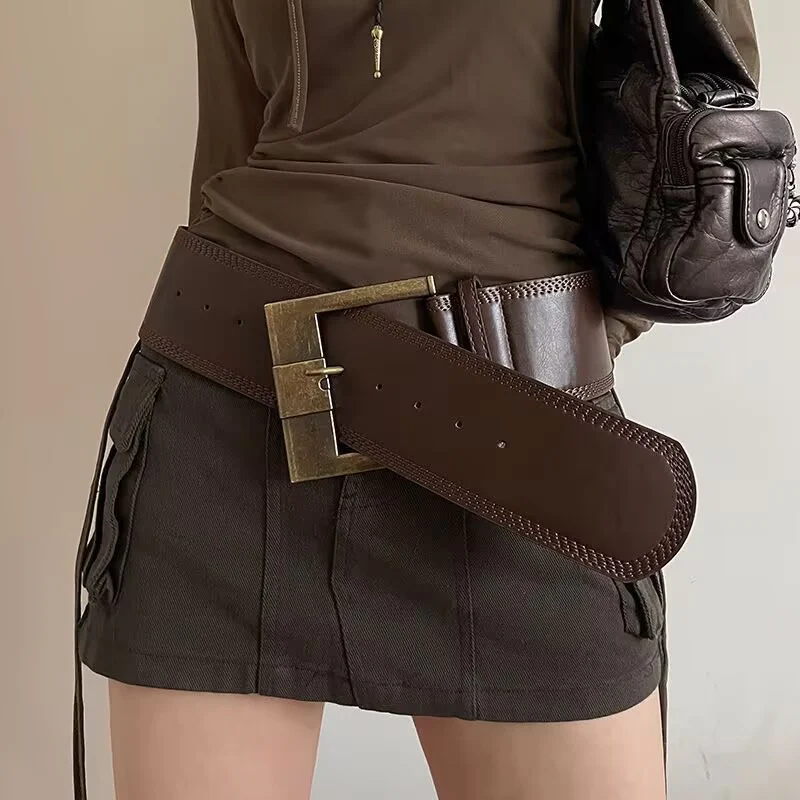 Vintage Wide Brown Waist Belt