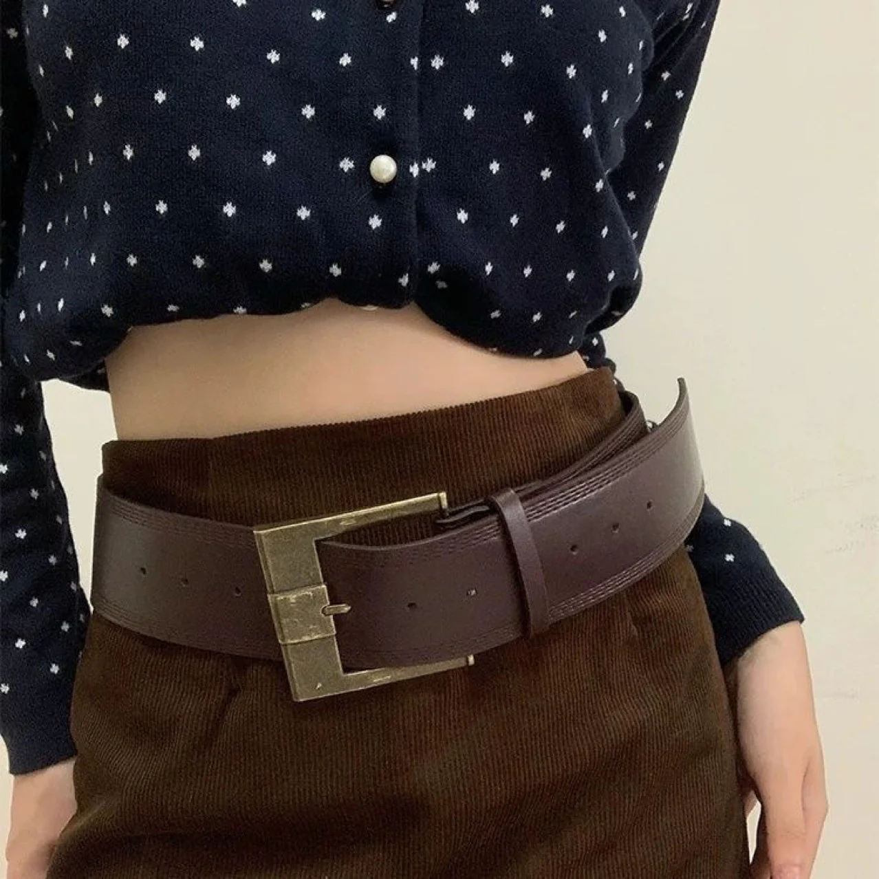 Vintage Wide Brown Waist Belt - Image 4