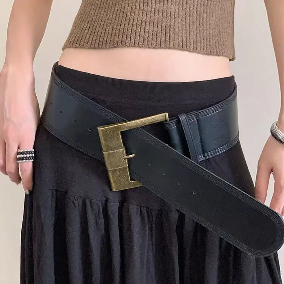 Vintage Wide Brown Waist Belt - Image 6