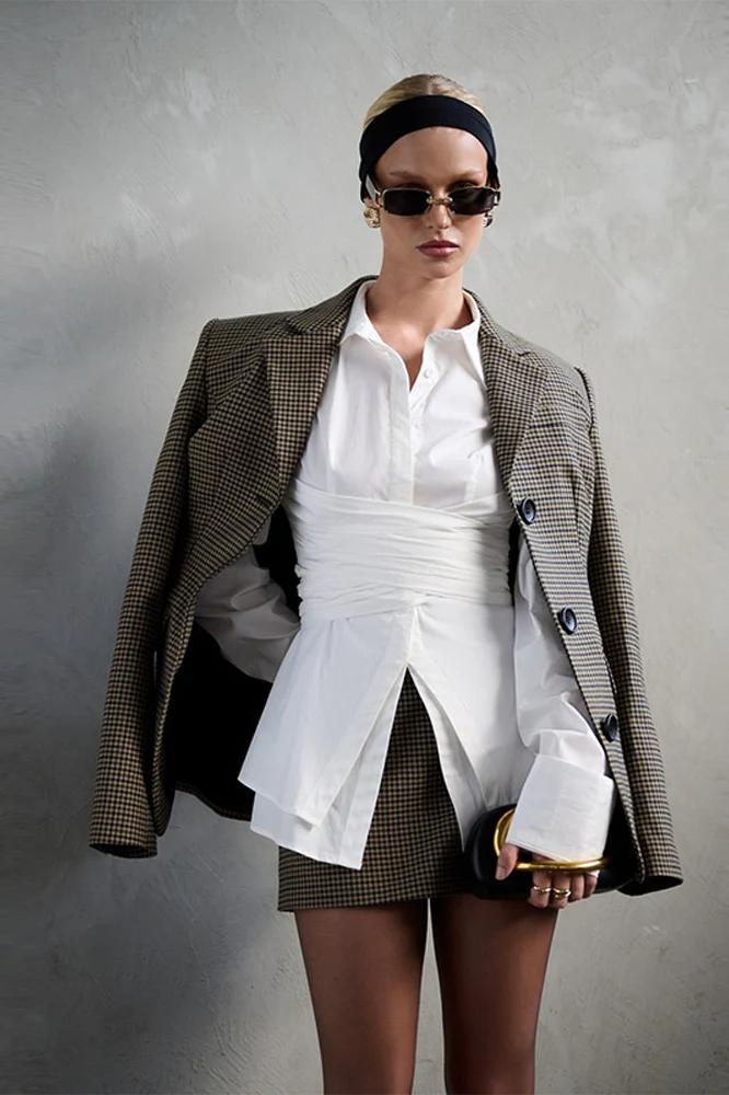 Waist Defining Tie Slim Fit Blouse - Image 3