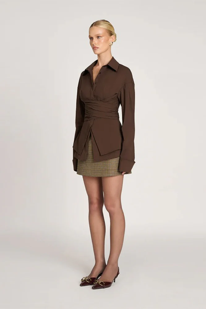 Waist Defining Tie Slim Fit Blouse - Image 7