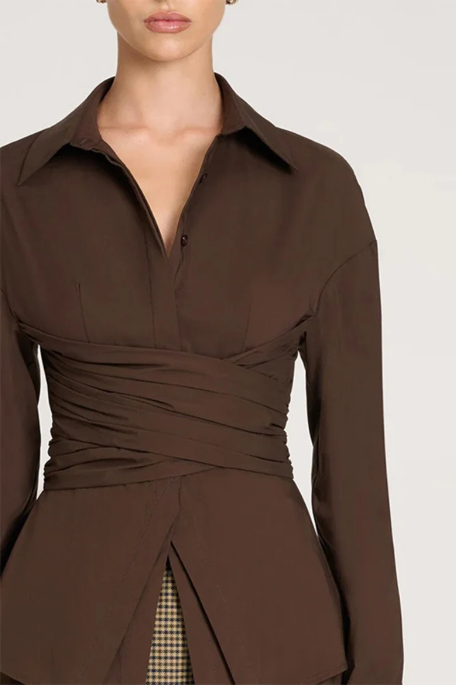 Waist Defining Tie Slim Fit Blouse - Image 9