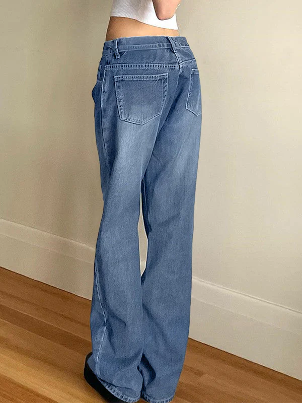 Washed Classic Denim Boyfriend Jeans - Image 11