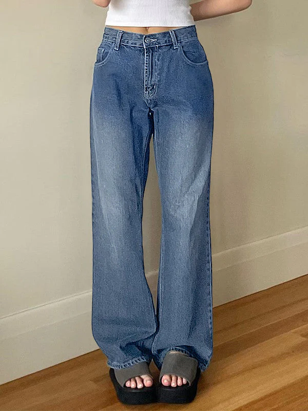 Washed Classic Denim Boyfriend Jeans - Image 14
