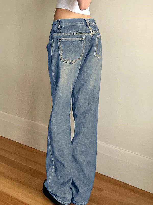 Washed Classic Denim Boyfriend Jeans - Image 3