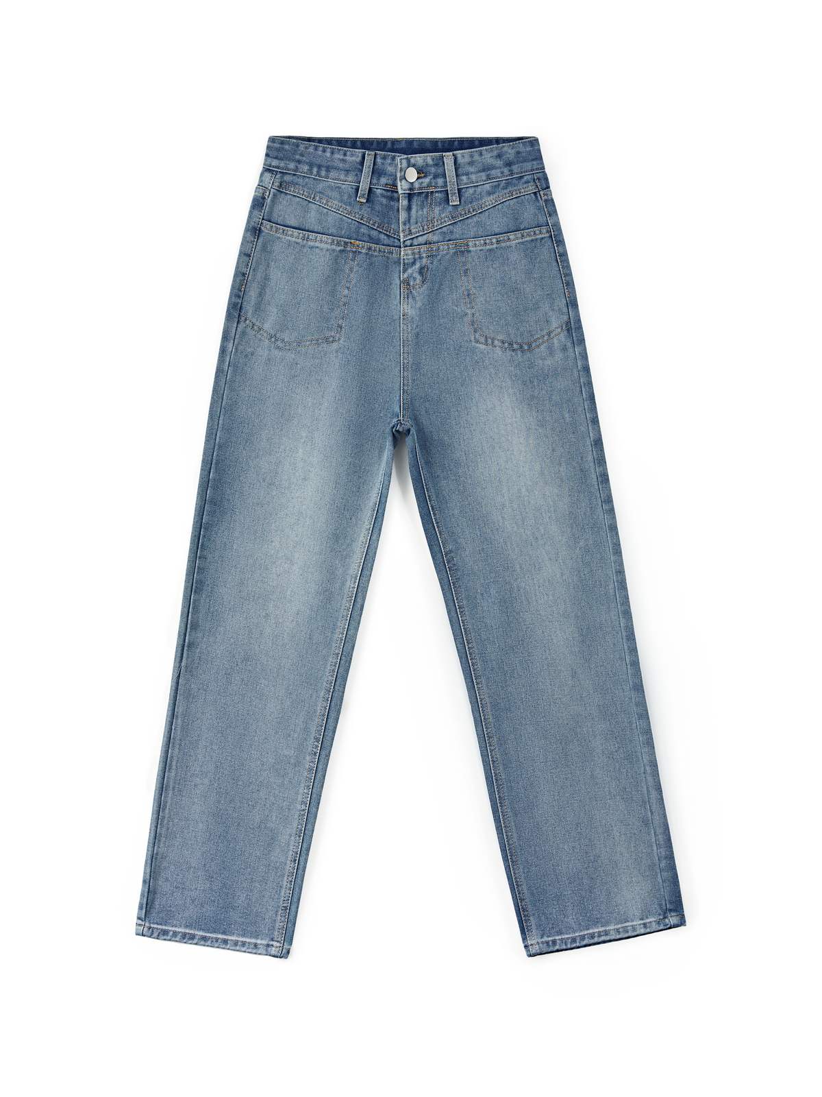 Washed Classic Denim Boyfriend Jeans - Image 4