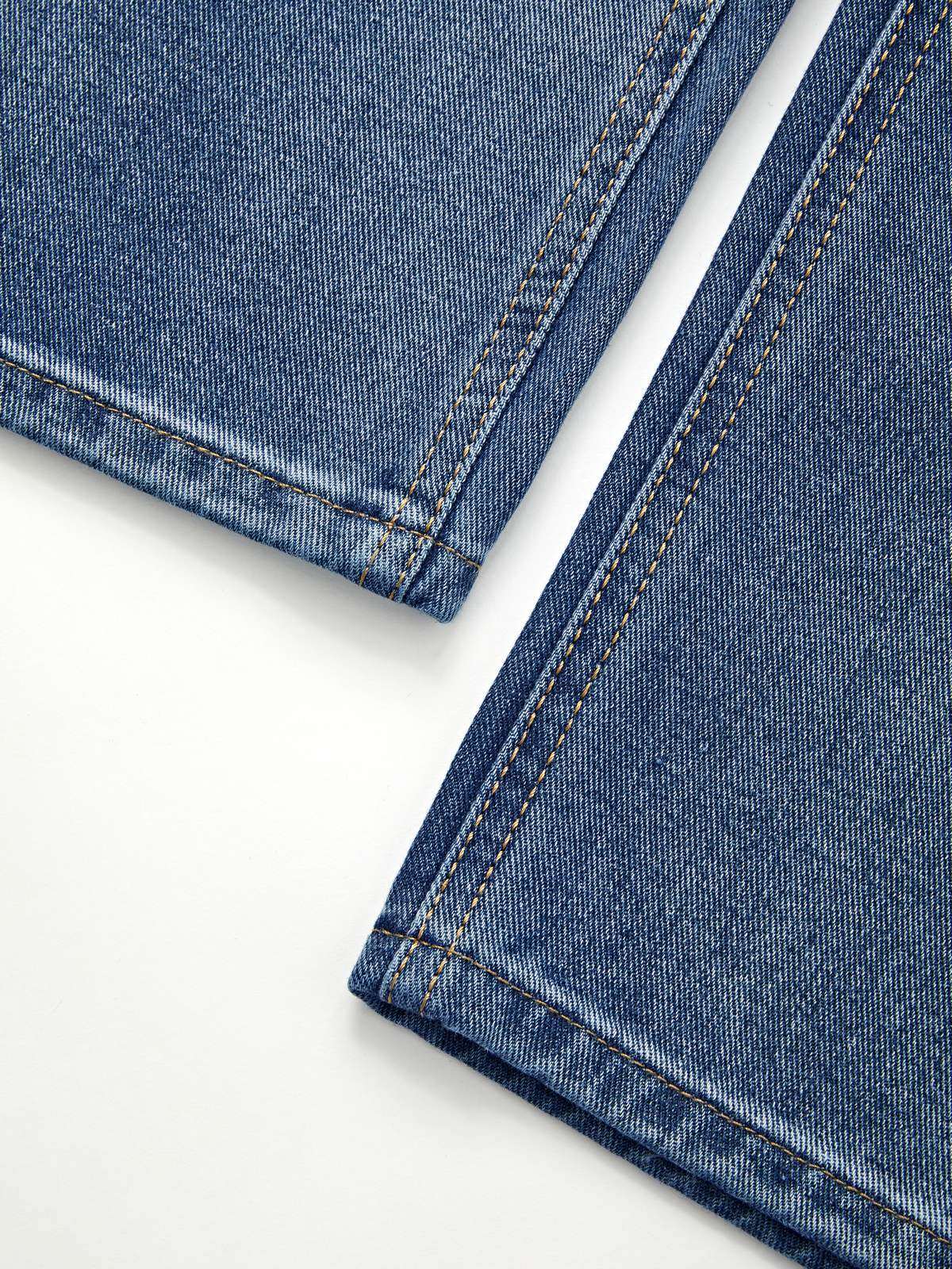 Washed Classic Denim Boyfriend Jeans - Image 6