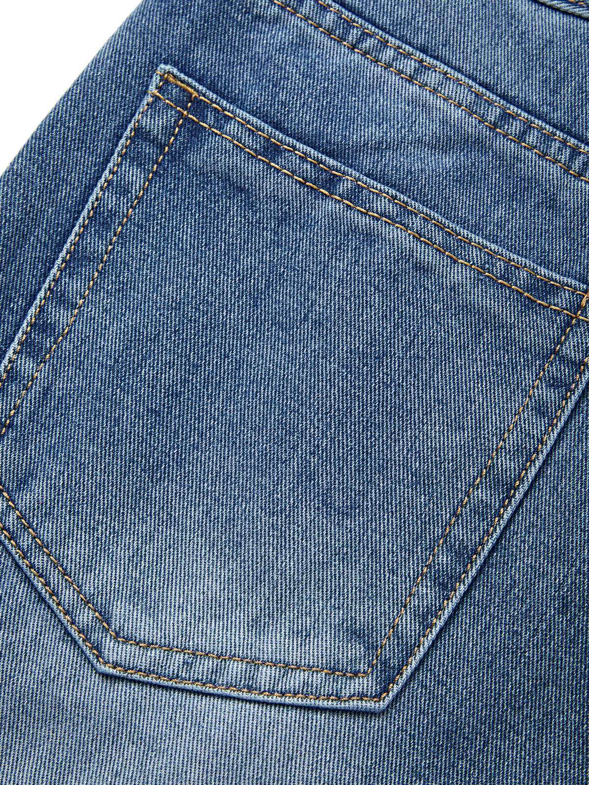 Washed Classic Denim Boyfriend Jeans - Image 8