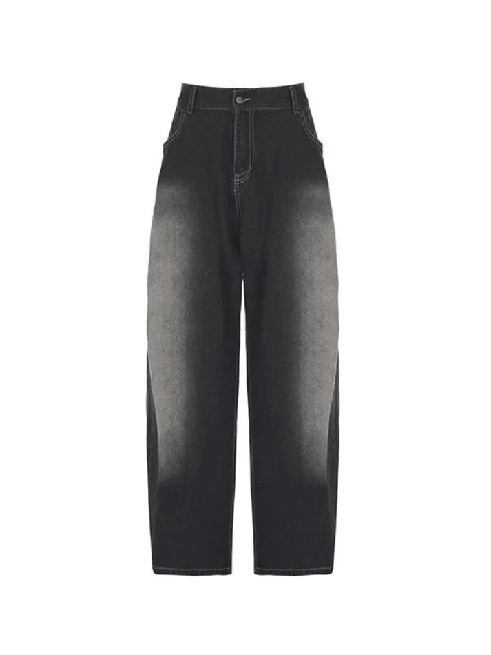 Washed Contrast Waist Pleated Relaxed Leg Boyfriend Jeans - Image 7