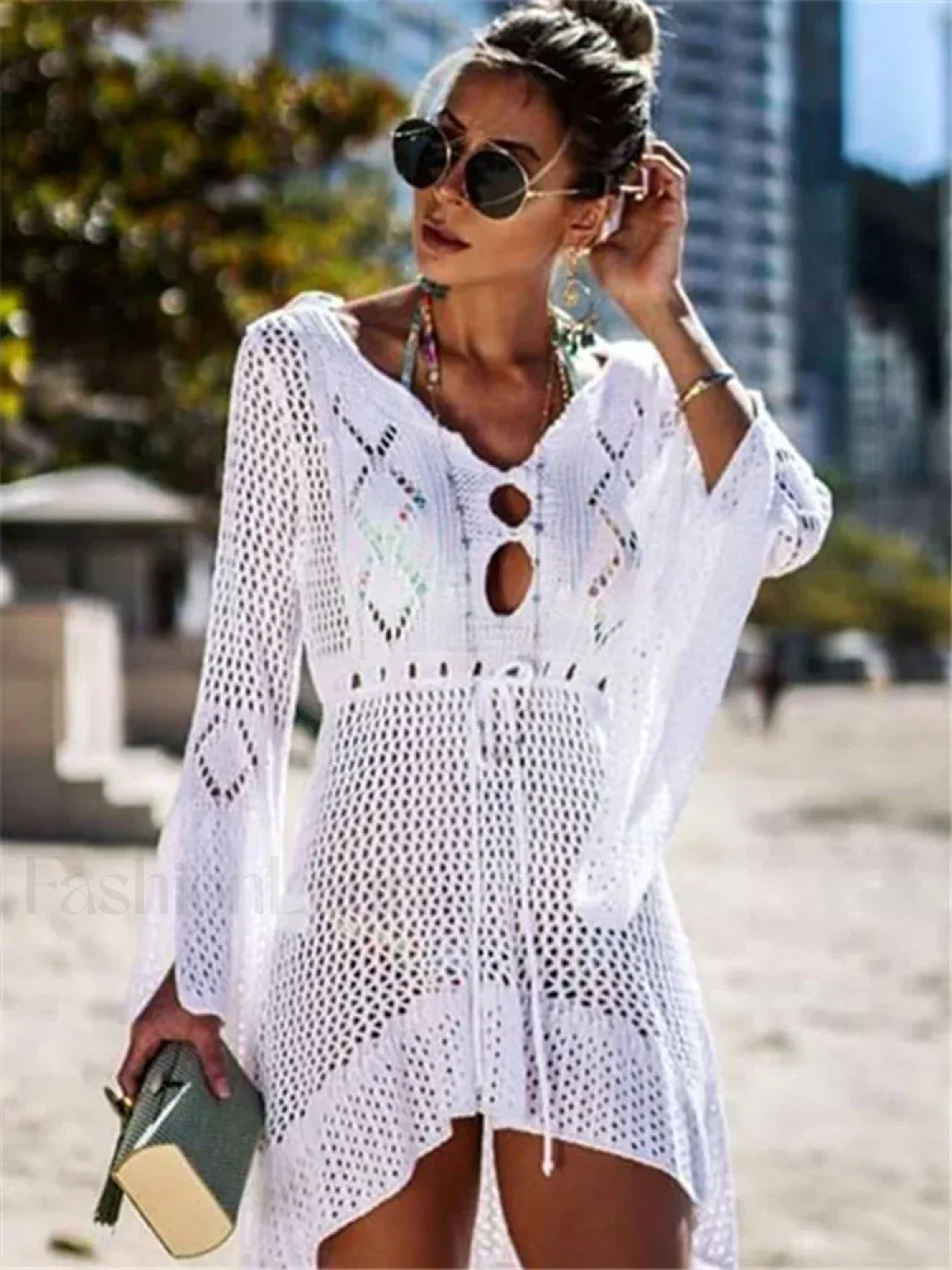 White Crochet Wrap Cover Up - Image 5