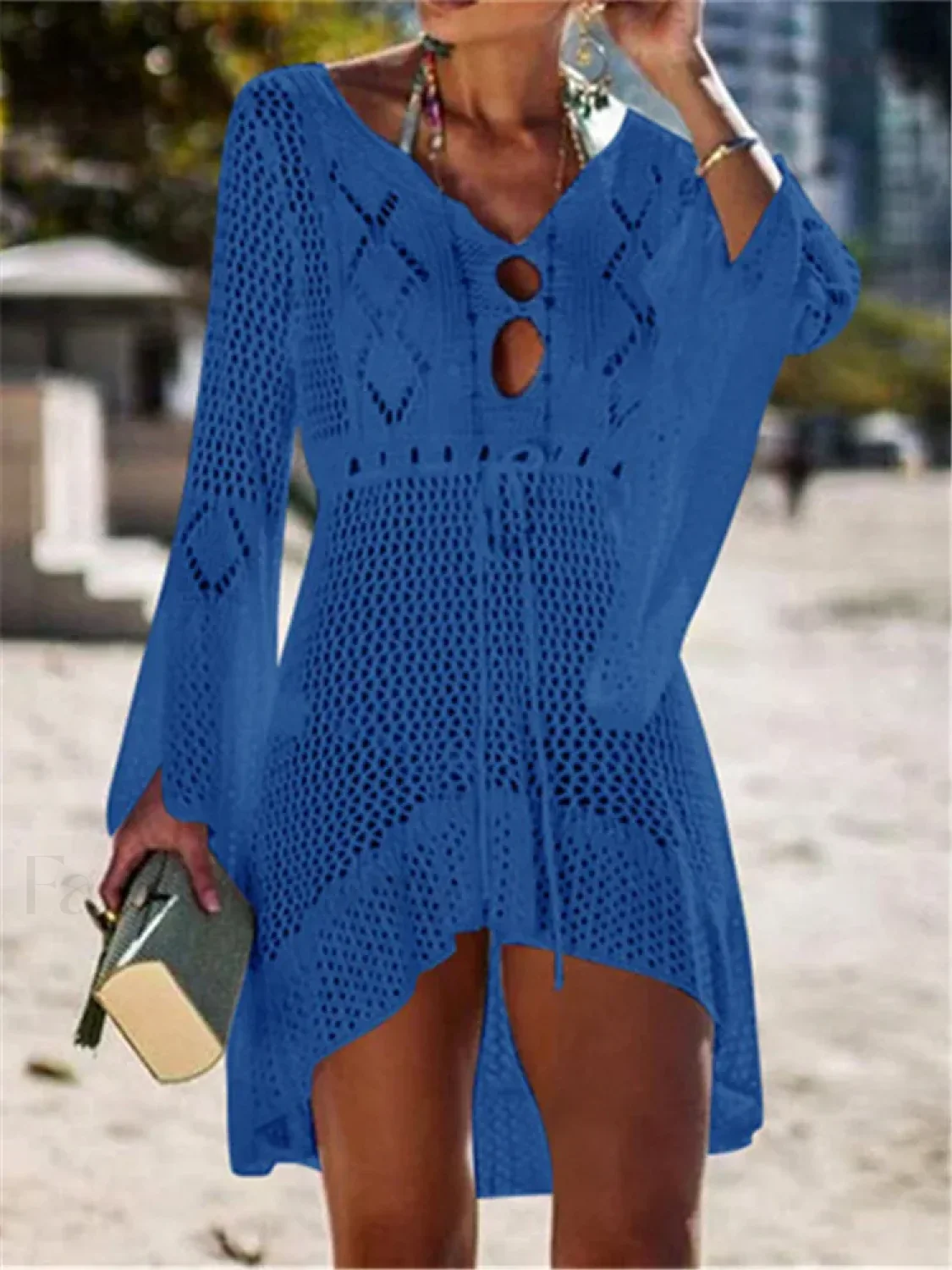 White Crochet Wrap Cover Up - Image 6