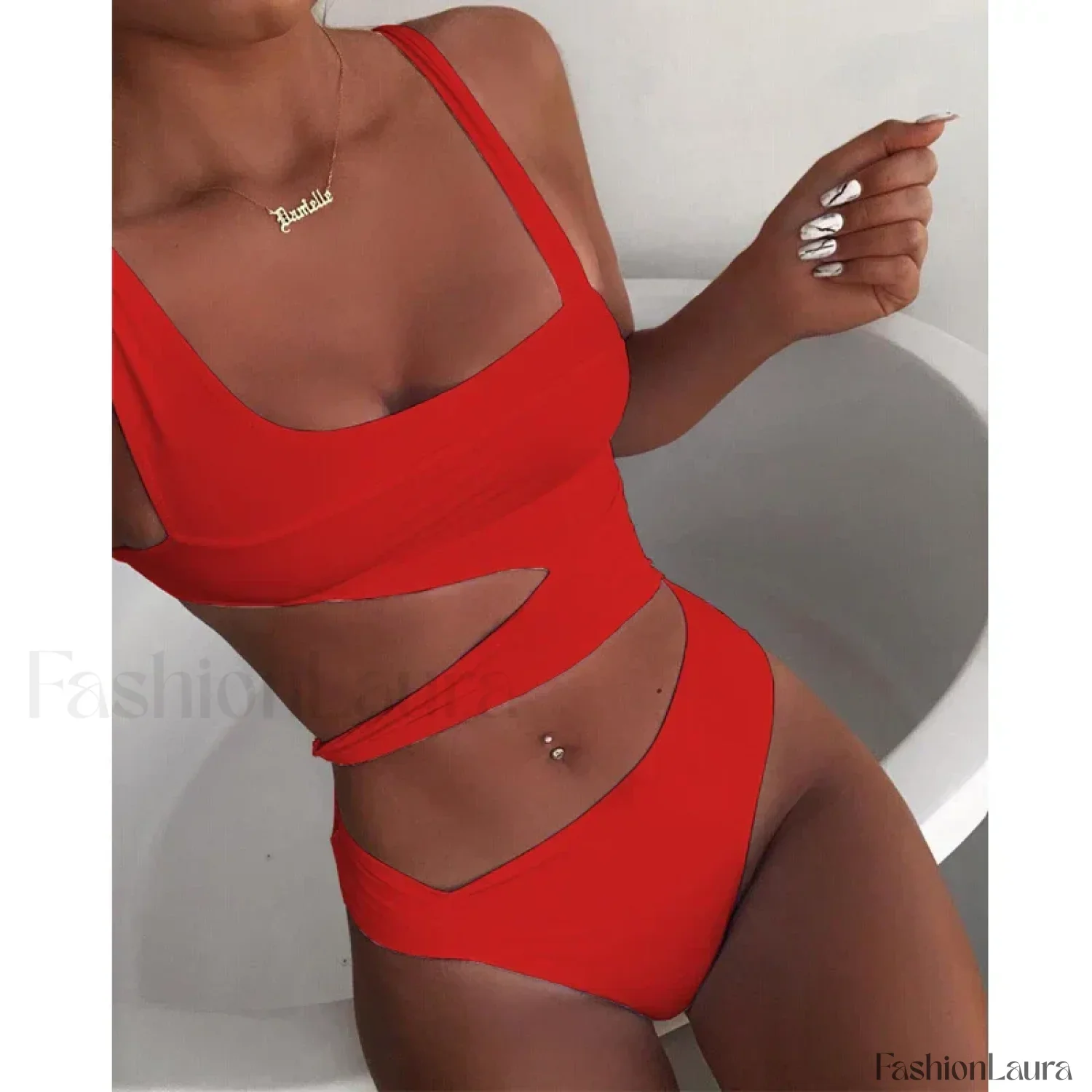 White Cut Out Push Up One Piece - Image 12