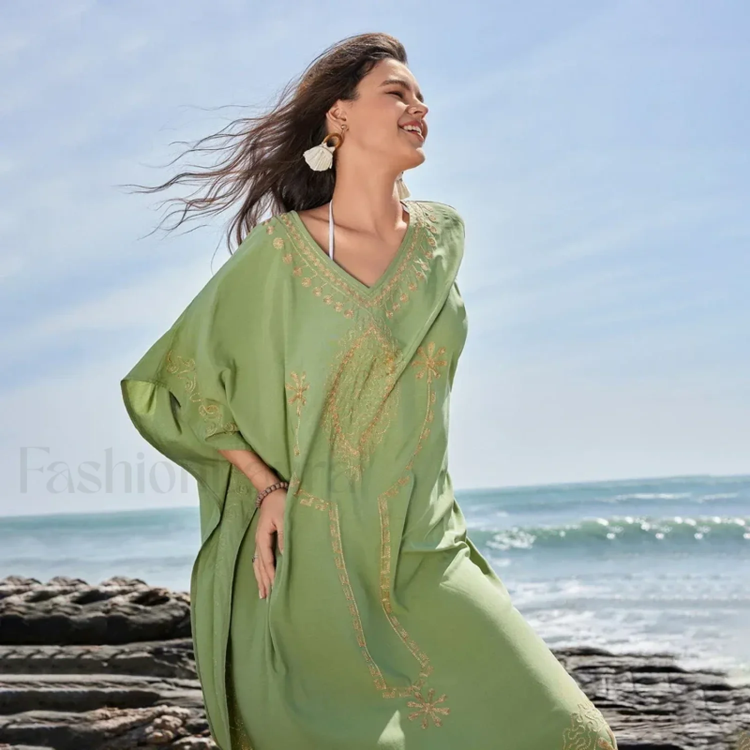 White Kaftan Chiffon Kimono Cover Up