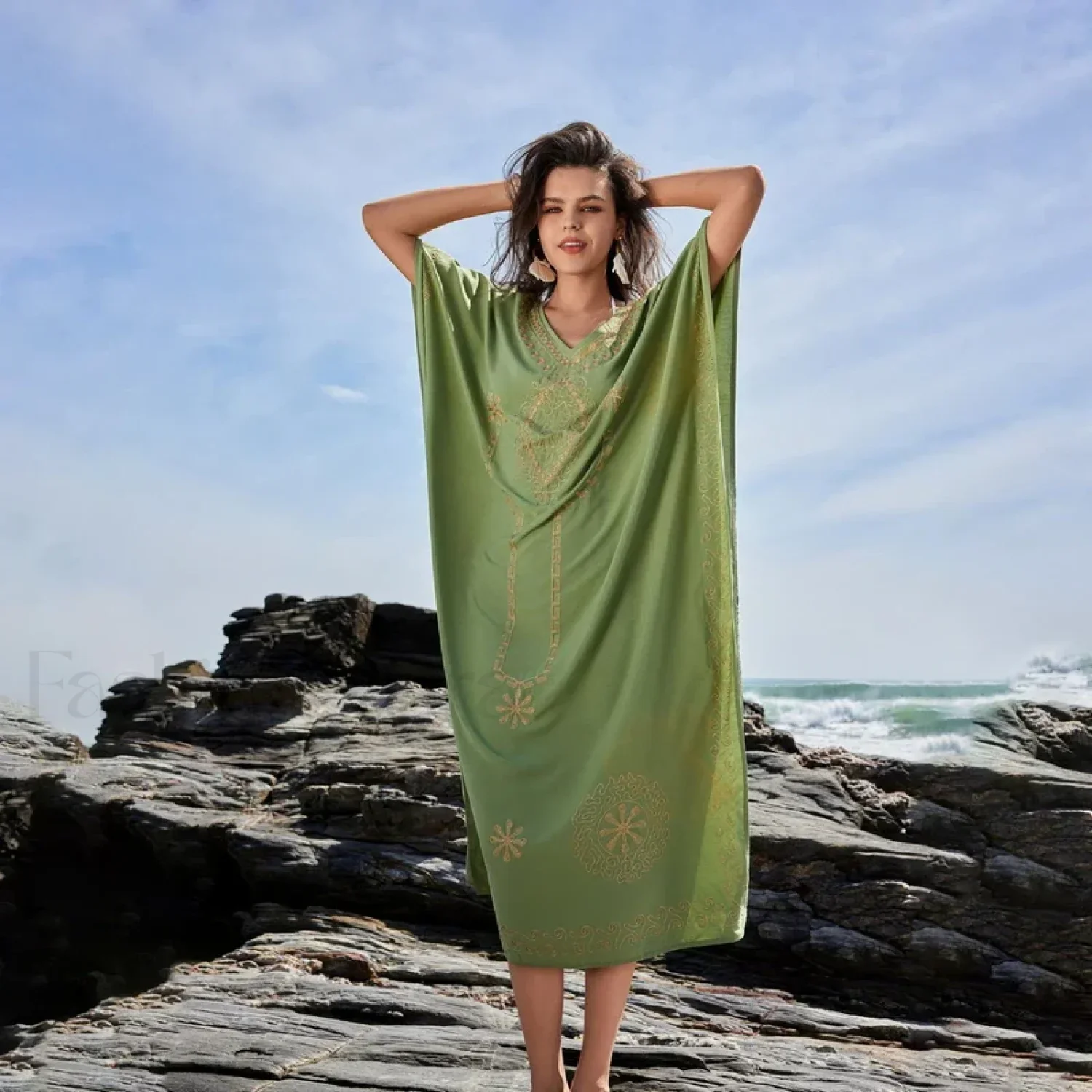 White Kaftan Chiffon Kimono Cover Up - Image 2